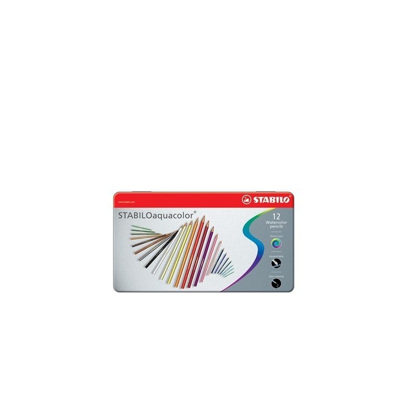 ESTUCHE DE METAL 12 LAPICES PUNTA 2,8MM. AQUACOLOR SURTIDOS STABILO 1612-5
