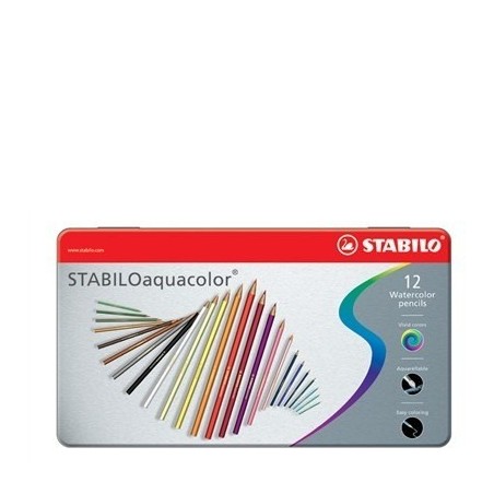 ESTUCHE DE METAL 12 LAPICES PUNTA 2,8MM. AQUACOLOR SURTIDOS STABILO 1612-5
