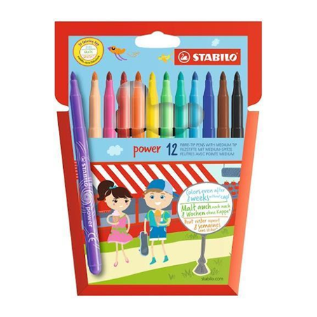 ESTUCHE 12 ROTULADORES PUNTA GRUESA 2MM. POWER COLORES VIVOS STABILO E280/12-01