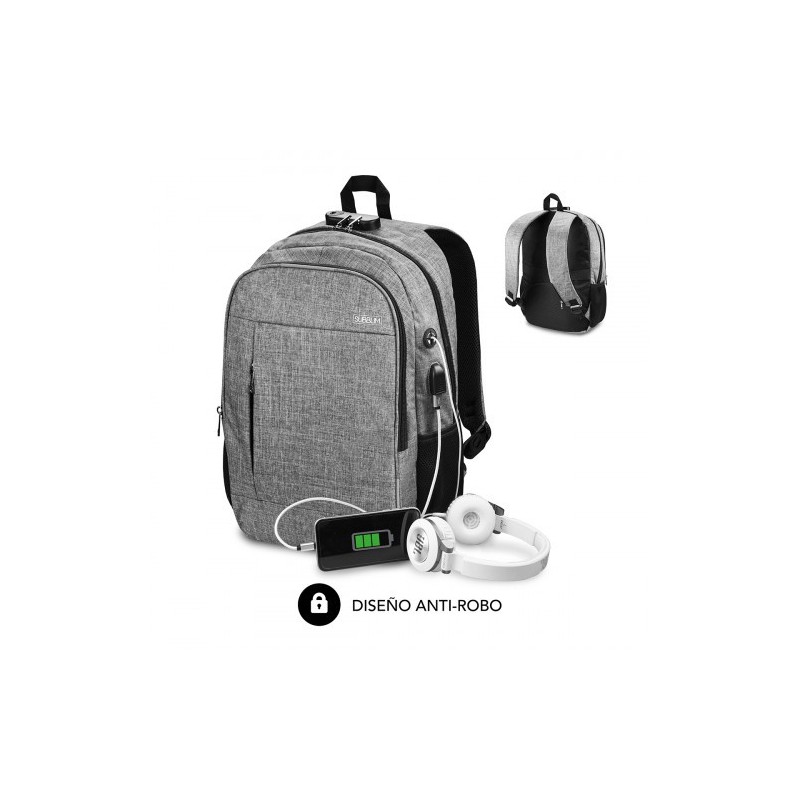 SUBBLIM Mochila para Portátil Urban Lock Backpack 16" Grey
