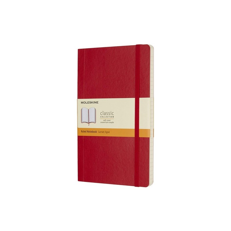 LIBRETA CLASICA TAPA BLANDA ROJO ESCARLATA L (13X21CM) RAYADA MOLESKINE QP616F2