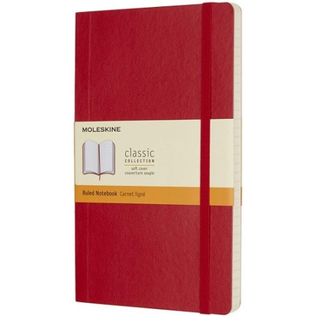 LIBRETA CLASICA TAPA BLANDA ROJO ESCARLATA L (13X21CM) RAYADA MOLESKINE QP616F2