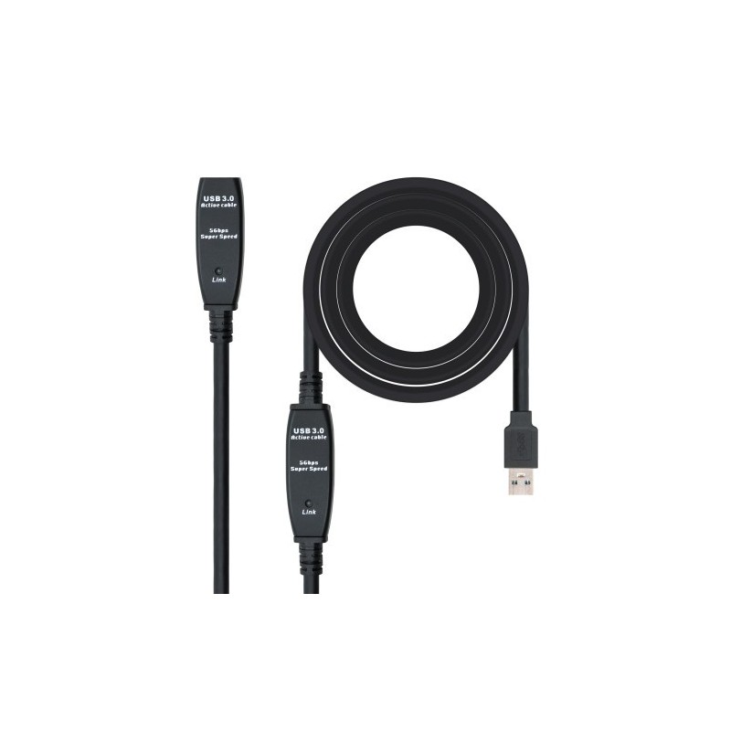 Nanocable Cable USB 3.0 prolongador con amplificador, tipo A/M-A/H, 10m
