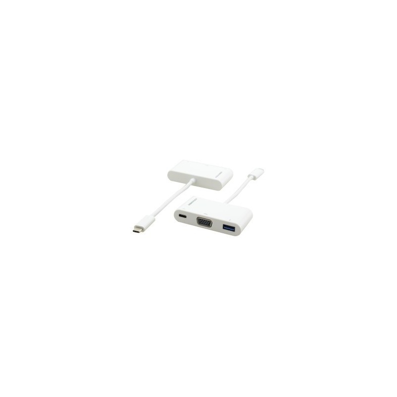 Kramer Electronics ADC-U31C/M1 adaptador de cable de vídeo 0,17 m USB Tipo C USB Type-C + USB Type-A + VGA (D-Sub) Blanco
