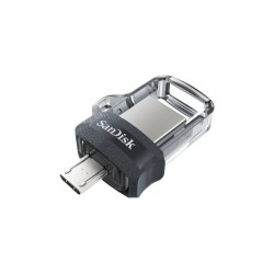 Sandisk Ultra Dual m3.0 unidad flash USB 128 GB USB Type-A / Micro-USB 3.2 Gen 1 (3.1 Gen 1) Negro, Plata, Transparente