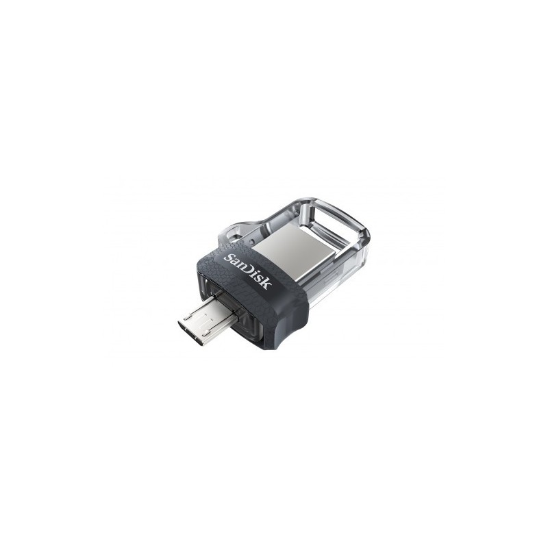 Sandisk Ultra Dual m3.0 unidad flash USB 64 GB USB Type-A / Micro-USB 3.2 Gen 1 (3.1 Gen 1) Negro, Plata, Transparente