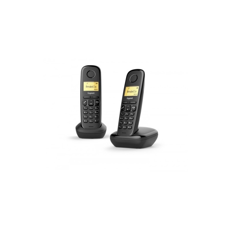 Gigaset A170 Duo Teléfono DECT/analógico Negro Identificador de llamadas