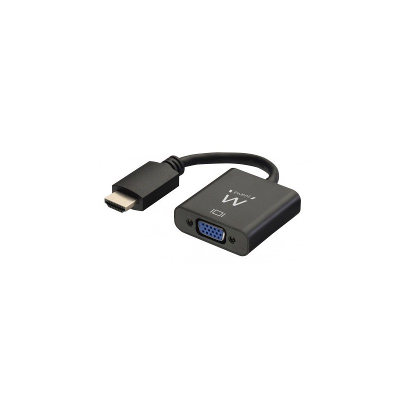 Ewent EW9864 adaptador de cable de vídeo 0,2 m HDMI VGA, 3.5mm Negro