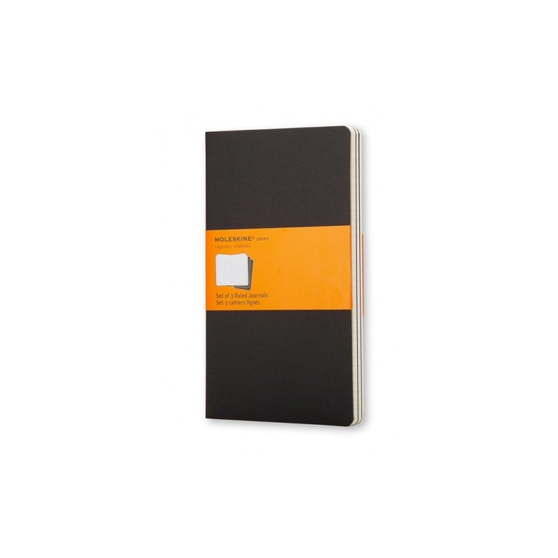 SET DE 3 LIBRETAS CAHIER NEGRAS L (13X21CM) RAYAS MOLESKINE QP316