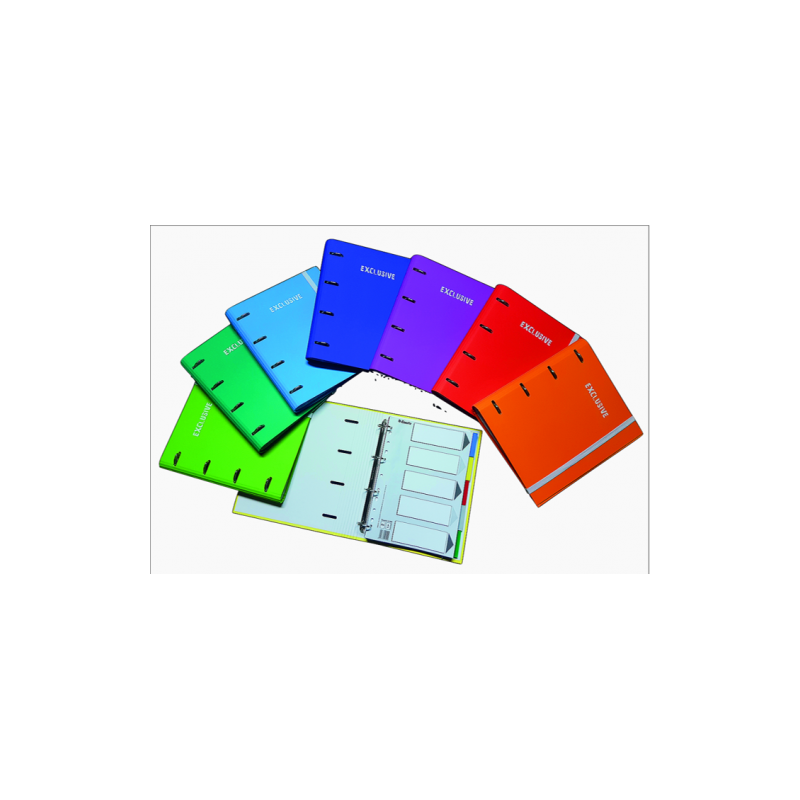 CARPETA SERIE EXCLUSIVE CARPEBLOCK A4 4 ANILLAS MIXTA 35MM + RECAMBIO 120H. 5X5 GRECA 8 COLORES SURTIDOS PACSA 25007