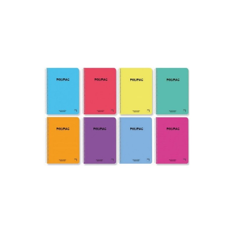 CUADERNO SERIE POLIPAC TAPA POLIPROPILENO FOLIO (215X310MM.) 80 HOJAS CUADRÍCULA 4X4 8 COLORES SURTIDOS PACSA 16952