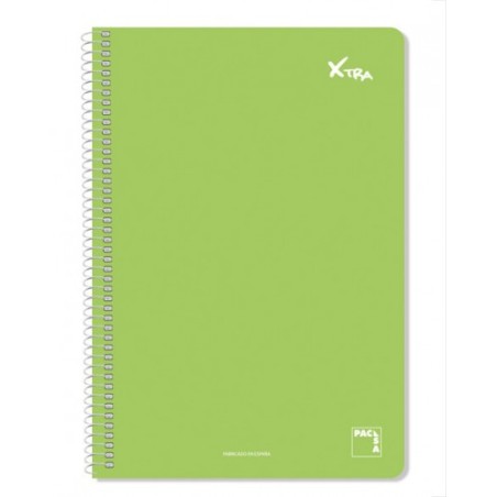 CUADERNO SERIE XTRA 60GR.TAPA CONTRACOLADA FOLIO (215X310MM.) 80 HOJAS CUADRÍCULA 4X4 COLOR VERDE OSCURO PACSA 16078