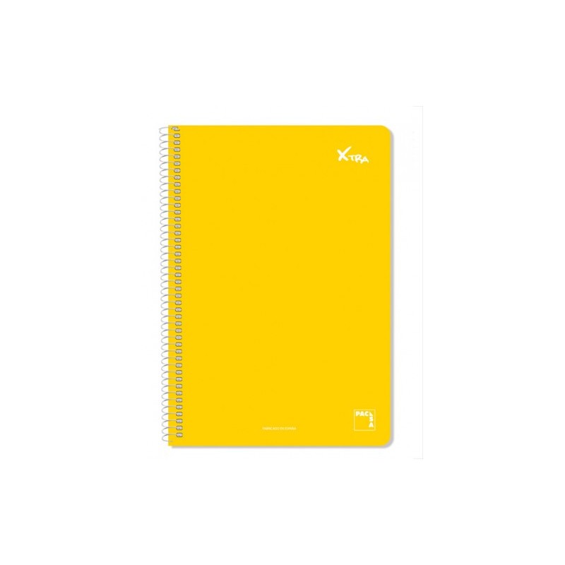 CUADERNO SERIE XTRA 60GR.TAPA CONTRACOLADA FOLIO (215X310MM.) 80 HOJAS CUADRÍCULA 4X4 COLOR AMARILLO PACSA 16050