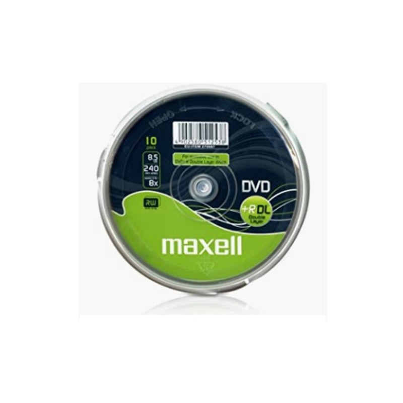 MAXELL DVD 8,5 GB. GRABABLE. DOBLE CAPA. TARRINA 10 UNIDADES. 4X