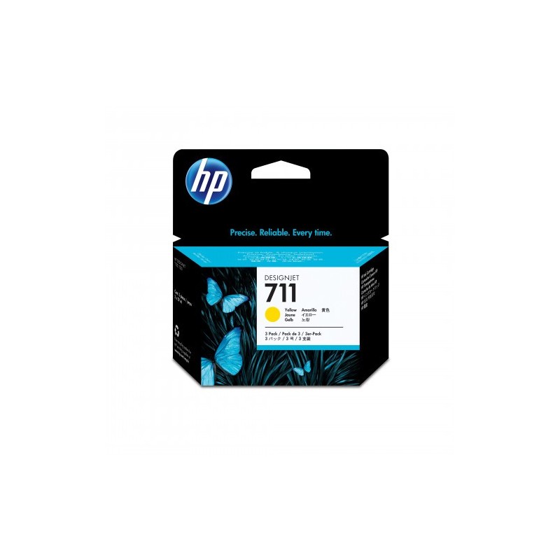 HP Pack de ahorro de 3 cartuchos de tinta DesignJet 711 amarillo de 29 ml