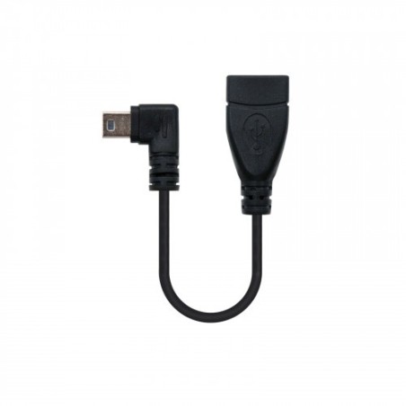 Nanocable CABLE USB 2.0 OTG ACODADO, TIPO MINI B/M-A/H, NEGRO, 15 CM