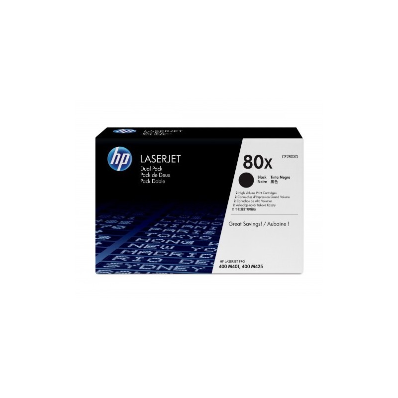 HP 80X PACK 2 TONER NEGRO ALTA CAPACIDAD HP80X (CF280XD)