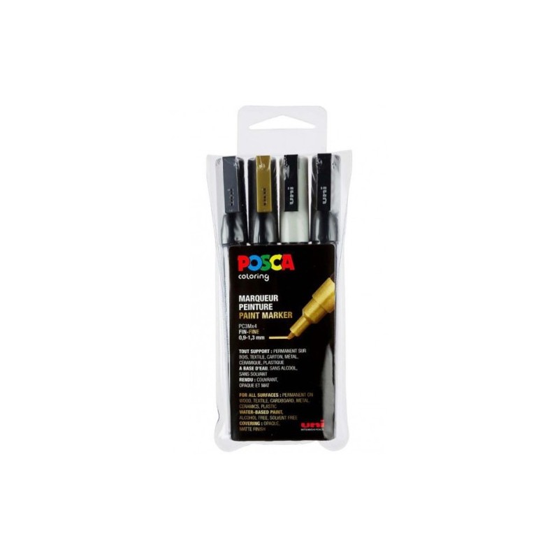 ESTUCHE 4 UDS. PC-3M GSWB POSCA UNIBALL 182634673