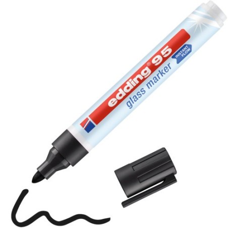 MARCADOR DE PUNTA REDONDA PARA CRISTAL GROSOR DE TRAZO: 1,5 - 3 MM COLOR: 01. EDDING 95-01