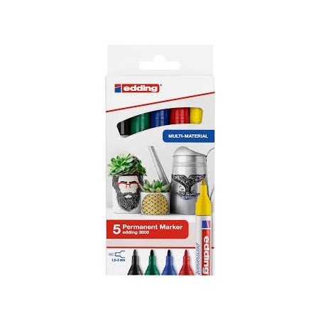 PACK 5 MARCADORES EDDING 3000 COLORES BÁSICOS 01 - 05 EDDING 3000-5-S