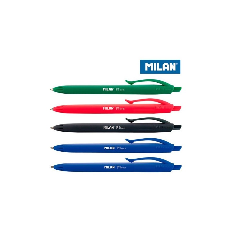 BLÍSTER 5 BOLÍGRAFOS P1 TOUCH (2 AZUL, NEGRO, ROJO Y VERDE) MILAN BWM10321