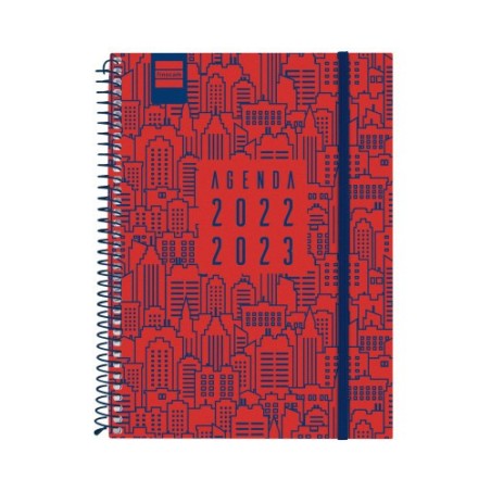 AGENDA ESCOLAR 2022-2023 SECUNDARIA 1/4 SEMANA VISTA HORIZONTAL CITY ROJO FINOCAM 634204523