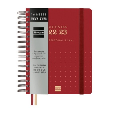 AGENDA ESCOLAR 2022-2023 16 MESES TEMPUS 1/4 SEMANA VISTA VERTICAL ROJO FINOCAM 626600323